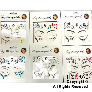 BRILLITOS AUTOADHESIVOS PARA ROSTRO FACE ART DECO COLORES SURTIDOS X 1